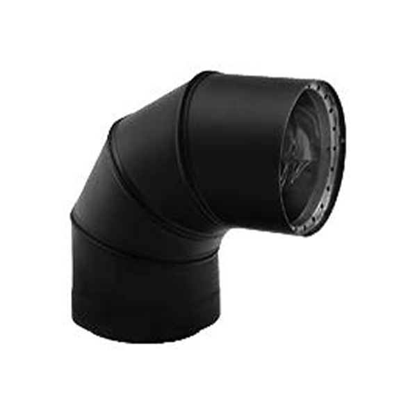 Metal-Fab Double Wall Black Stove Pipe 6" Diameter 90 Degree Elbow