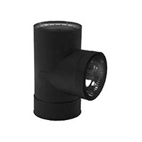 Metal-Fab Double Wall Black Stove Pipe 6" Diameter Tee / Tee Cap