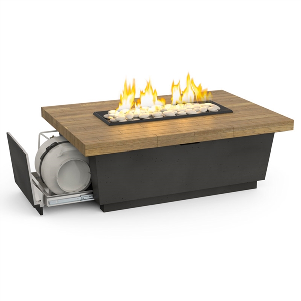 American Fyre Designs Reclaimed Wood Contempo LP Select Firetable, French Barrel Oak