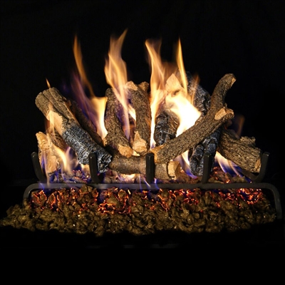 Real Fyre Charred Oak Stack Gas Logs 18/20-in with Burner Kit Options