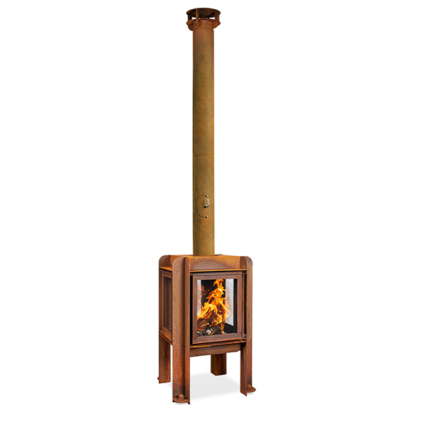 RB73 Fennek 50 Wood Burning Outdoor Fireplace, 4-Sided Glass