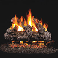 Real Fyre Rustic Oak 24-in Gas Logs with Burner Kit Options