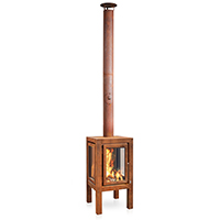 RB73 Quaruba XXL Wood Burning Outdoor Fireplace, 3-Sided Glass