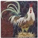 Fabric art print with a rooster standing on a bunch of hay