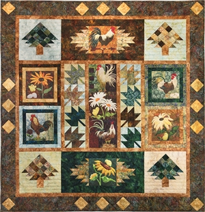 the pattern to make the full pieced quilt, joining all nine All Cooped Up panels together