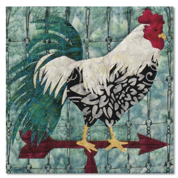 Quilt block of the proverbial weather vane rooster