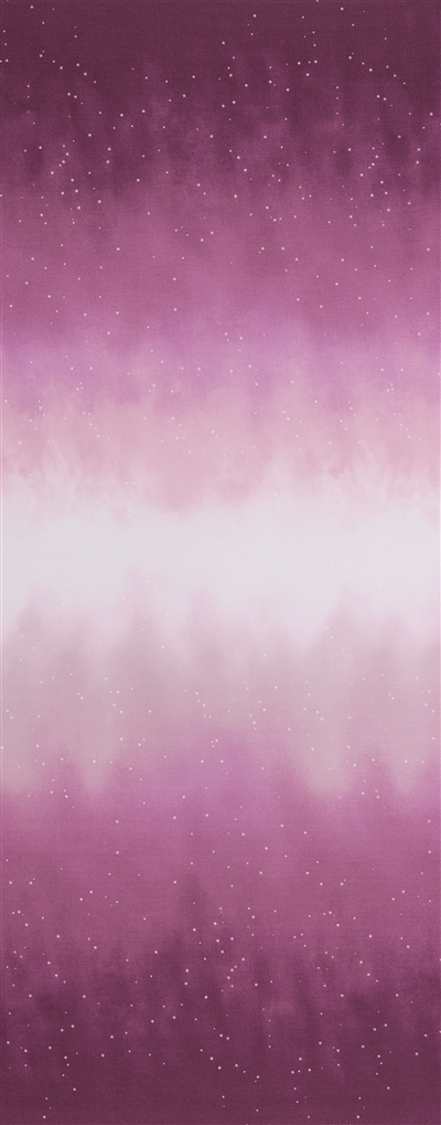 Ombre fabric that fades from magenta to white and back, with small white stars.