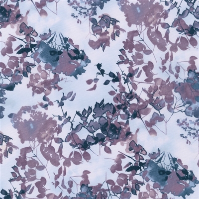 Cyanotype leaves and flowers in plum and navy.