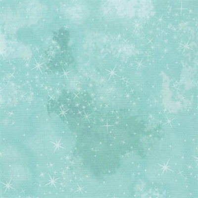 Star lacquer mottled screen print in aqua.