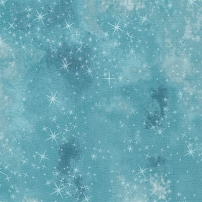 Star lacquer mottled screen print in medium blue