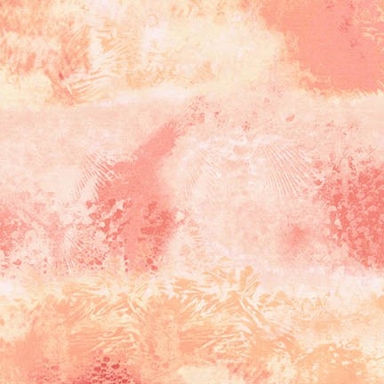 Sponge screenprint in coral with white and hints of mango.