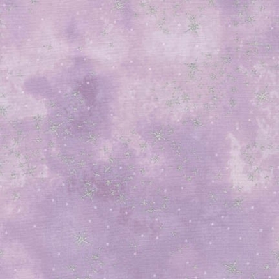 Metallic star lacquer mottled screen print in light purple.