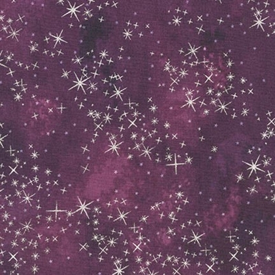 Metallic star lacquer mottled screen print in deep plum.