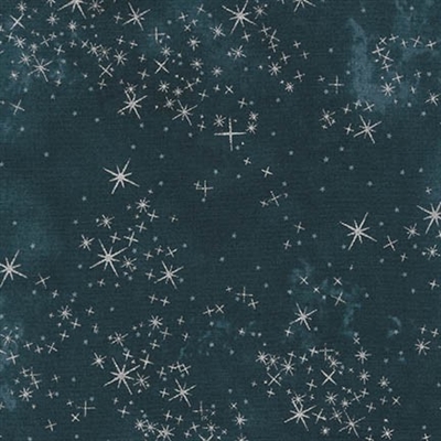 Metallic star lacquer mottled screen print in deep midnight blue.