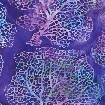 Coral pattern fabric in purple and royal blue.