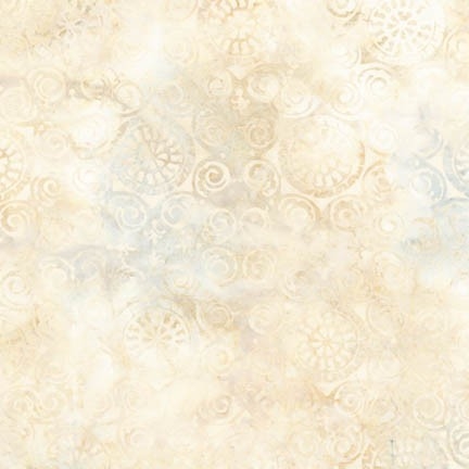 Palermo tile batik fabric in ivory, beige, and cream.