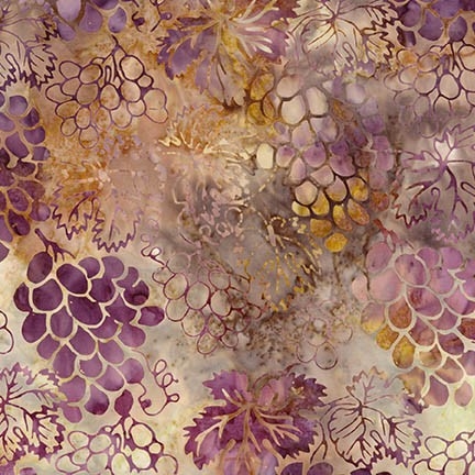 Grape Vineyard batik fabric in earth, wine, and gold.