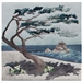 Quilt block showing a Monterey Cyprus tree on the beach being shaped by ocean winds.
