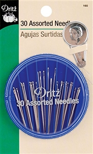 Package of thirty hand sewing needles made by Dritz.