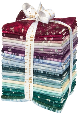 Complete selection of SugarPlum fabrics, folded into fat quarters and bundled.