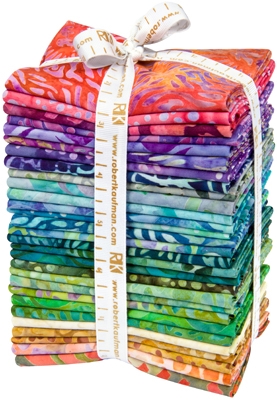 Selection of TigerFish fabrics, folded into fat quarters and bundled.