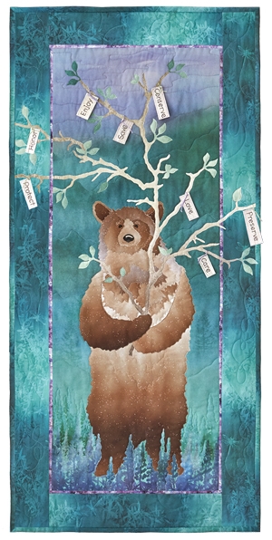 A bear is the Keeper of the Forest with messages to love, protect, enjoy and preserve our forests