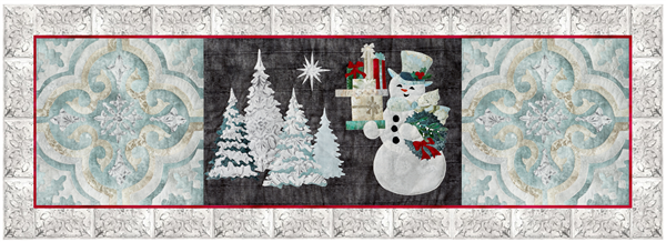 laser cut fabric kits for Joyeux Noel Snowman 3-block group quilt block
