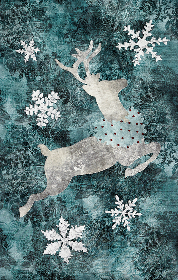 laser cut fabric kit for Joyeux Noel Left-Side Reindeer quilt block