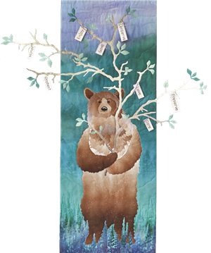 A bear is the Keeper of the Forest with messages to love, protect, enjoy and preserve our forests