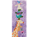 This giraffe is helping his animal friends be Way Up High.  Pattern features a giraffe, bear, turtle, bunny and a blue bird.