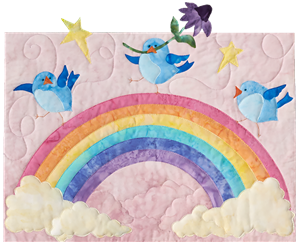 Sweet Bluebirds happily over the rainbow