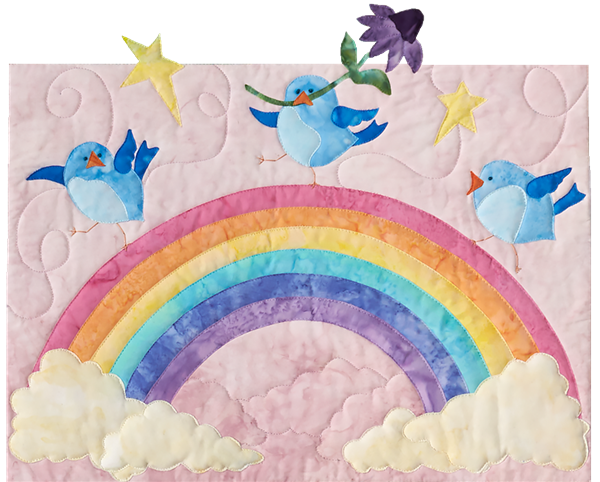 Sweet Bluebirds happily over the rainbow