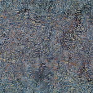 Batik fabric in hash mark print in dusty blue and brown tones