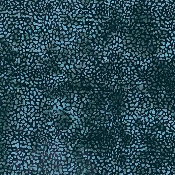Batik fabric in reptile print in light blue on a navy background