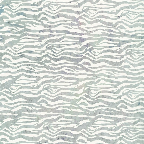 Batik fabric in zebra print in pale blue-gray and white