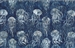 Batik fabric with a denim blue jellyfish print