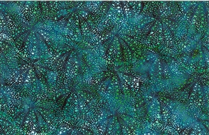 Batik fabric with a teal blue sea urchin print