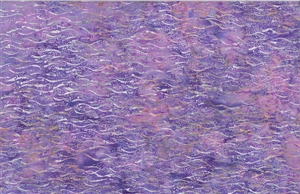 Batik fabric with an ocean wave print in purple with pink accents