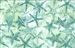 Batik fabric with a starfish print in light green, dark green and soft blue