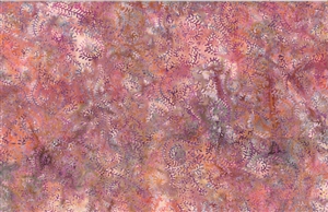 Batik fabric with a swirled seaweed print in pink and light purple tones