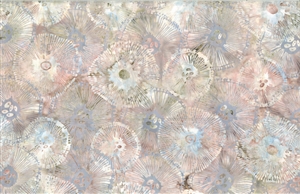 Batik fabric with jellyfish print in cream and pale blue tones
