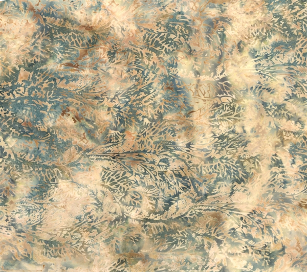 Kale texture batik fabric in creams, tans and dusty blues.