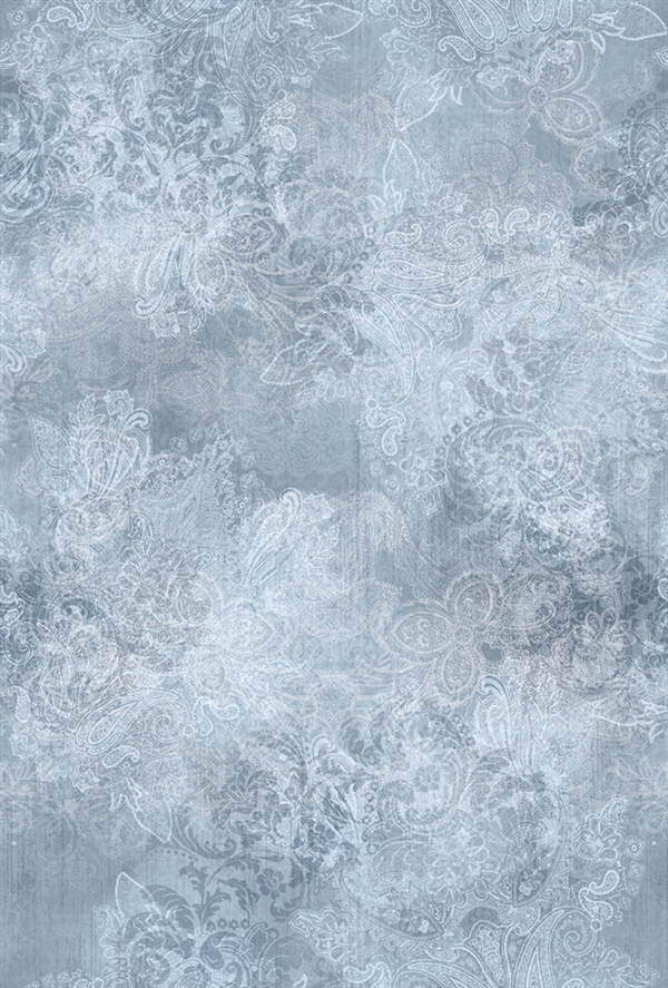 Paisley digital print fabric in icy blue tones