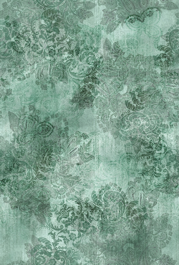 Paisley digital print fabric in green jewel tones