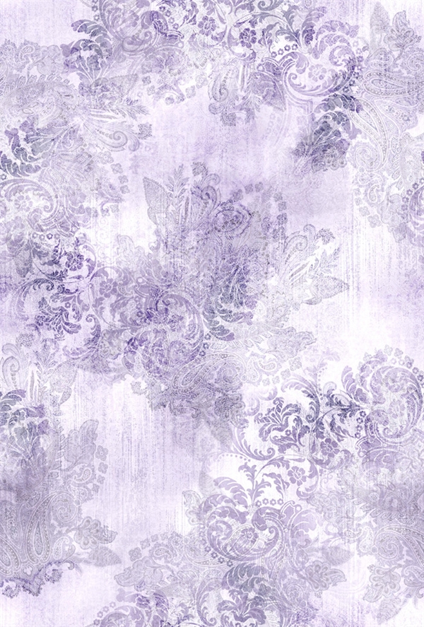 Paisley digital print fabric in soft purple tones