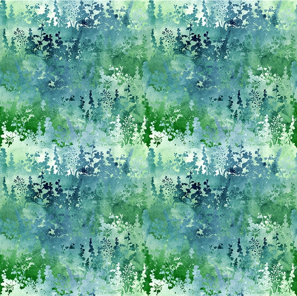 A green and teal foliage design