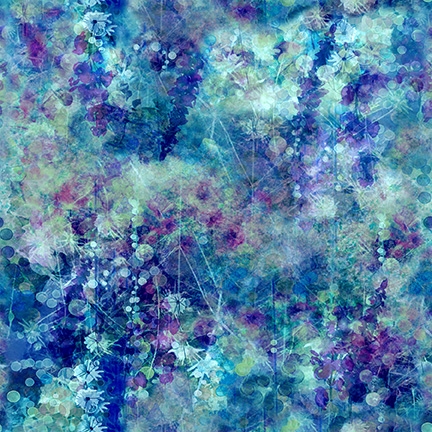 A flower petal design in shades of blues and purples