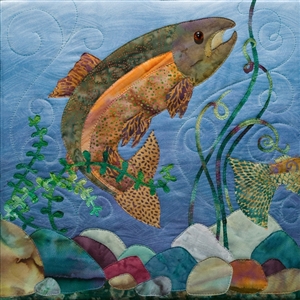 fabric panel featuring a fish in water