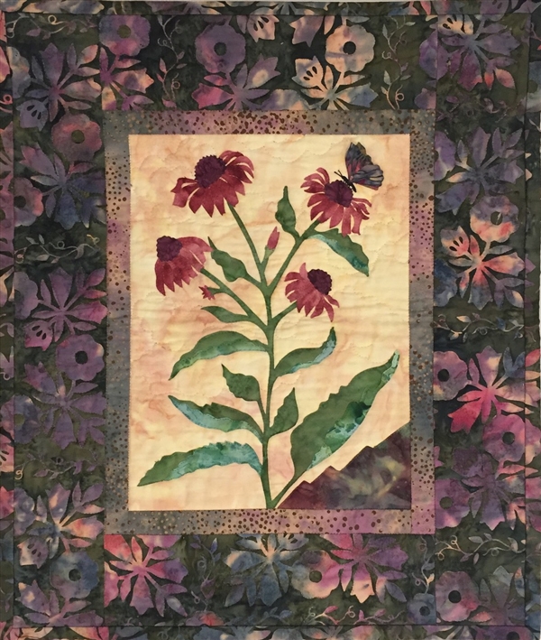 Purple Coneflower - Finished Quilt Block - SOLD!