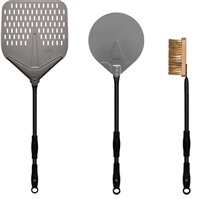 AC-3PCLGPEELSET Alfa 36" Alfa 48" Large Pizza Peel Kit (Peel / Turner / Brush) - AC-3PCLGPEELSET